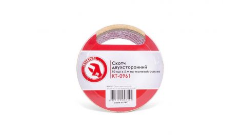 Скотч двухсторонний Intertool - 50 мм х 5 м ткань (KT-0961), 117151