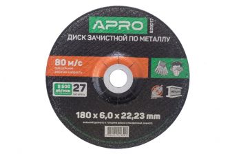 Диск зачистной по металлу Apro - 180 х 6 х 22,2 мм (829017)