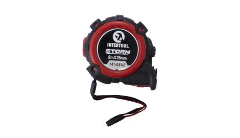 Рулетка Intertool - 10 м x 25 мм Storm магнтит автостоп, 080153